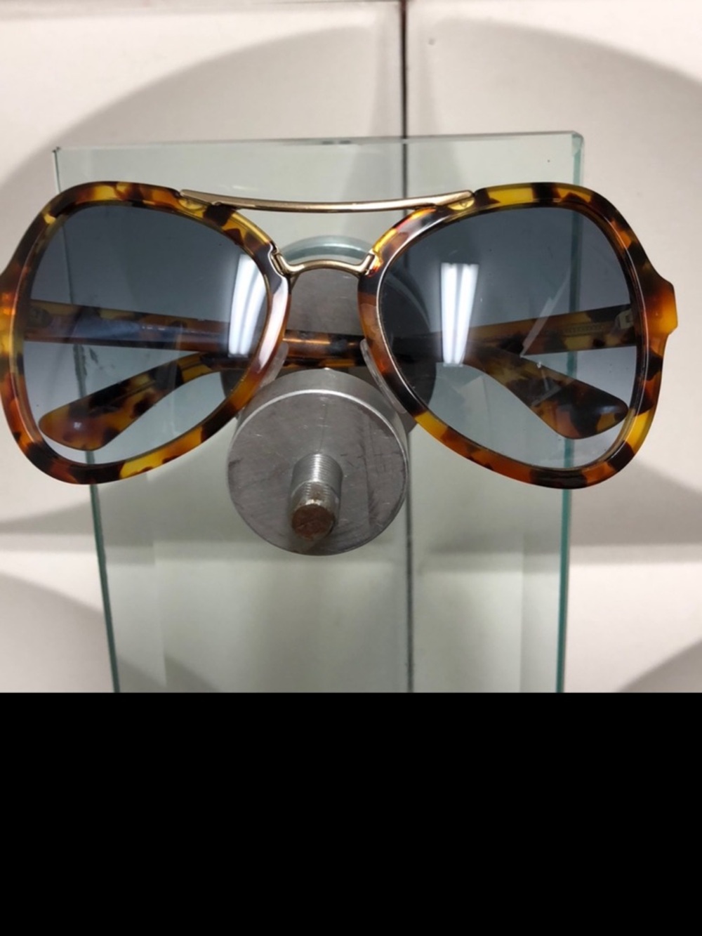 Prada Tortoiseshell Frame Sunglasses with Blue Lenses